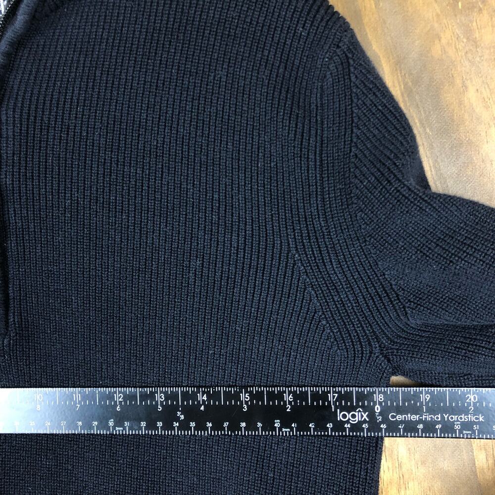 Calvin Klein Mens Sweater Black Knitted 1/4 Zip 100% Cotton Ribbed Large - Picture 7 of 12